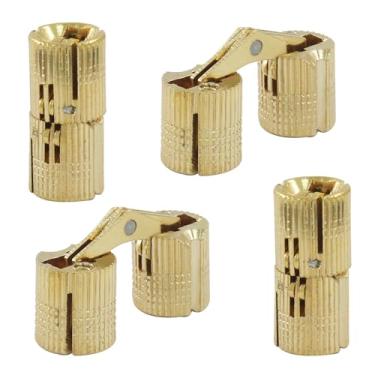 Imagem de LifCratms Pacote com 12 dobradiças ocultas de latão de 10 mm, dobradiças ocultas para móveis com ângulo de abertura de 180 graus para caixa de joias, artesanato artesanal