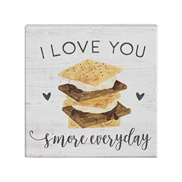 Imagem de Simply Said, INC Small Talk Squares, I Love You S'More Everyday - Placa de madeira rústica 5,25 x 5,25 in STS1438