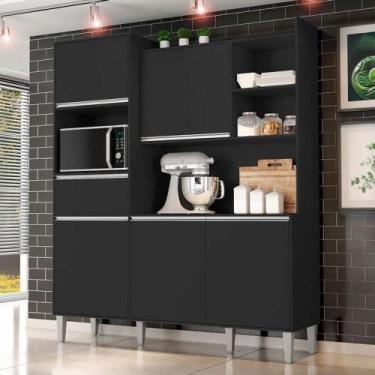 Imagem de Armário Para Cozinha Kit Ambiente Isabel Preto Fosco - Ajl - AJL MÓVEI