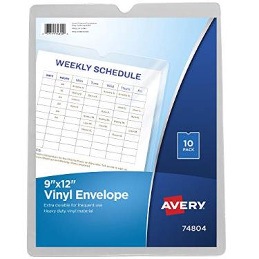 Imagem de Avery Envelopes de arquivo, organizador de documentos de viagem de 23 x 30 cm, comporta até lençóis, 10 envelopes de vinil transparente (74804)