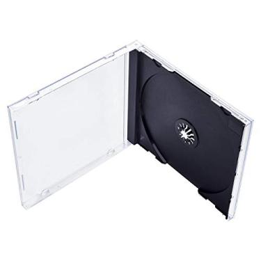 Imagem de PVPKG Caixa de joias transparente padrão de 10,4 mm com bandeja removível preta, caixa de armazenamento de CD/DVD/Blu-Ray de disco único, capas de substituição de plástico para discos, pacote com 10