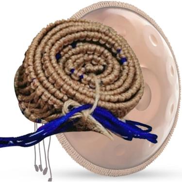 Imagem de Handpan Decoração Rattan Corda Artesanal Língua Tambor Corda Artesanal Trançado Rattan Proteger Mão Pan Tambor, blue