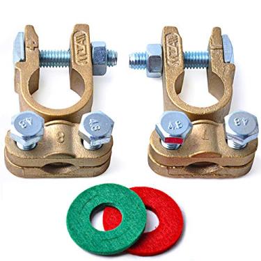 Imagem de OTUAYAUTO Conectores de terminais de bateria de latão - Terminal de cabo de bateria para veículos marítimos de carro barco RV (1 par)