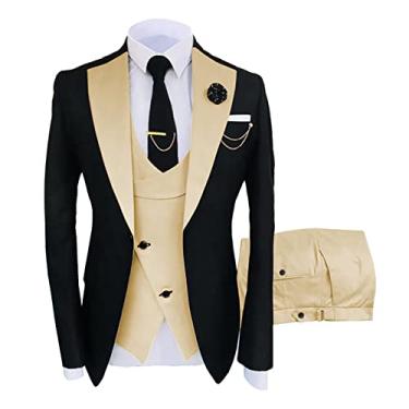 Imagem de Terno Blazer Slim Fit Masculino Separado Um Botão Terno Vestido Casaco Esportivo De Negócios Blazer Colete Pt, C, 5XL
