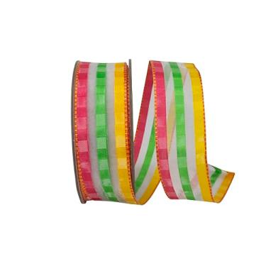 Imagem de Reliant Ribbon Fita listrada xadrez Barcelona com fio, multi