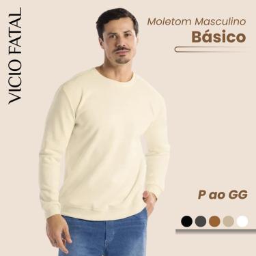 Imagem de Moletom Masculino Gola Careca Estampa Lisa-Masculino
