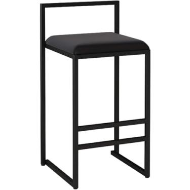 Imagem de Bancos De Bar Com Assento Coberto De Veludo E Apoio Para Os Pés De Metal Preto Pernas De Metal Cadeira Industrial Para Balcão De Bar De Café Da Manhã Cozinha E Casa, Black, Seat height 65cm