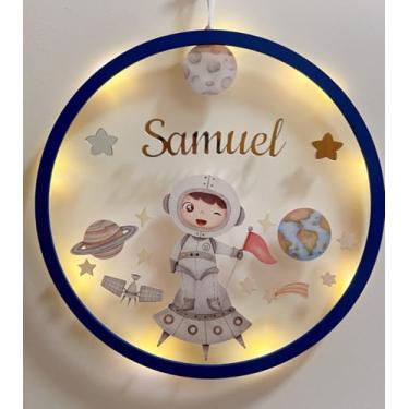 Imagem de Porta Maternidade Led Astronauta Acrílico e Espelho