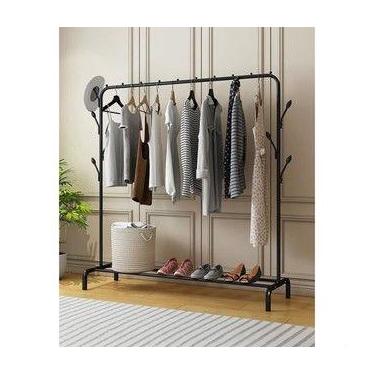 Imagem de Cabideiro De Roupas Arara Organizador Feito Em Aço - Lar Textil, Preto