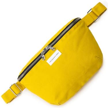 Imagem de The Peacock Crew Pochete – Bolsa tiracolo de algodão elegante para homens e mulheres – alça ajustável, zíper duplo – bolsa de ombro de tecido premium, Ouro amarelo Nomad, 11.8 inches x 7.5 inches x