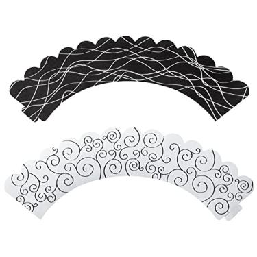 Imagem de Culpitt Embalagem para decoração de copo de cozimento preto e branco, vitrines de cupcake artísticos reversíveis para muffins e cupcakes, pacote com 24