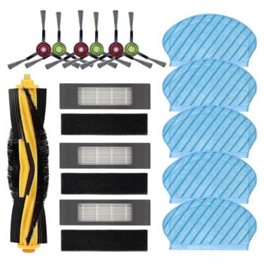 Imagem de Conjunto de pano para escova de filtro para aspirador de pó Ecovacs Deebot Ozmo 920 950, 5 peças de tecido, 6 pincéis laterais, 1 escova de rolo, 3 filtros de hepa, 3 esponjas
