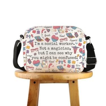 Imagem de POFULL Social Workers Employees Gift MSW Graduation Gift I'm A Social Worker Bolsa tiracolo, Social Worker Hcross, 0