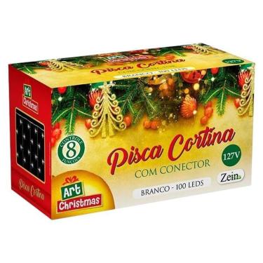 Imagem de Pisca Pisca Natalino Cascata Cortina 1,5m Branco Com 100 Leds