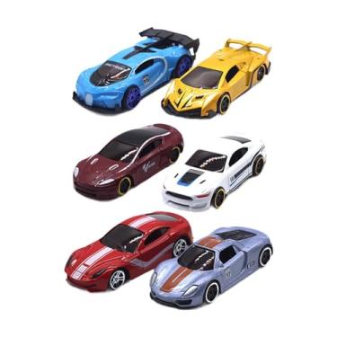 Imagem de Kokiya 6 pçs carros de corrida liga veículo modelo realista aniversário presente do feriado artesanato diecast modelo de carro crianças brinquedo carro para, D