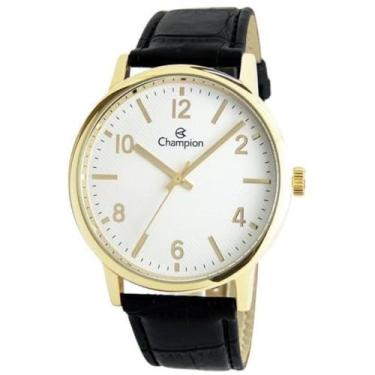 Imagem de Relógio Feminino Dourado Analógico Pulseira de Couro Champion Original Resistente a água CN20695B