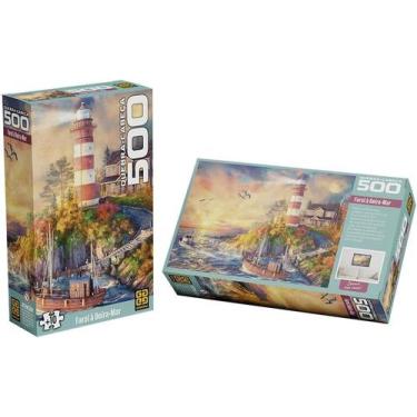 Imagem de Quebra-Cabeça - 500 Peças - Farol à Beira Mar - Grow - 4861