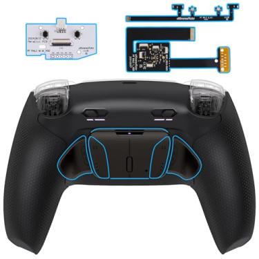 Imagem de eXtremeRate Kit de pás traseiras RISE4 Plus MAX RMB com paradas de gatilho clicky e aderência emborrachada para controle PS5 BDM-010 020, kit de botões traseiros de metal real remapeáveis para