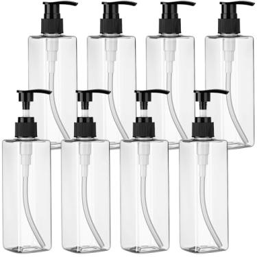 Imagem de Chunful 8 unidades de dispensador de sabonete, frascos de plástico com 250 ml, dispensador de líquido de lavar louça recarregável com bomba à prova de vazamento, recipientes de xampu de loção vazia