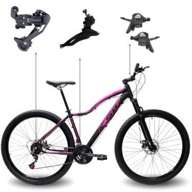 Imagem de Bicicleta Aro 29 Feminina KSW MWZA 21 Marchas Freio Hidráulico Quadro Alumínio Rebaixado MTB Câmbio Index (Preto Rosa, 15)