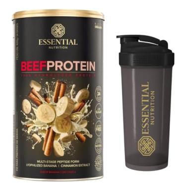Imagem de Kit Beef Protein - Essential Nutrition - Whey da Carne - 15 Doses - Sabor Banana com Canela + Coqueteleira Oficial