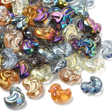 Imagem de UR URLIFEHALL 100 peças de mini contas de vidro de pato aleatórias galvanizam contas de animais fofas transparentes para pulseira faça você mesmo, colar, joias, suprimentos de festa