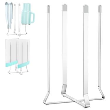 Imagem de Prateleira de secagem de garrafas, prateleira de secagem reutilizável para garrafas, metal, dobrável, suporte para secador, copos que economizam espaço, suporte de cozinha para sacos de plástico