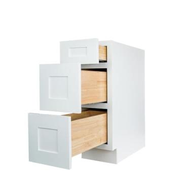 Imagem de Hollywood Fabiani Design Gaveta Base Armário de cozinha 38 cm L x 61 cm P x 34-1/5.1 cm A, Shaker White - Moldura de madeira maciça, caixa de madeira compensada de grau de gabinete, gavetas de