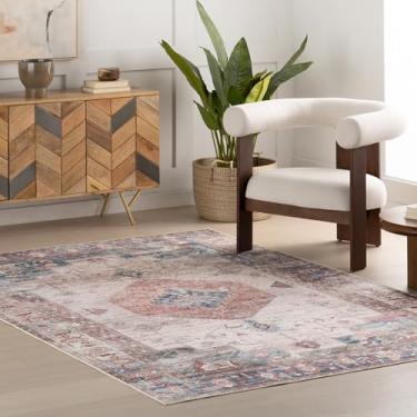 Imagem de Nuloom Carolita Medallion 2,5 m x 25,4 m, lavável à máquina, tapete para sala de estar, quarto, sala de jantar, tijolo