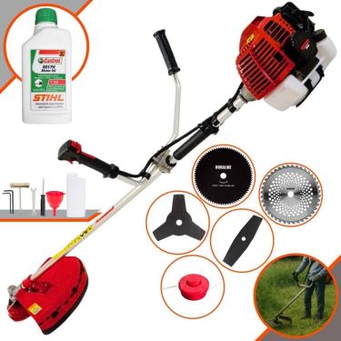 Imagem de Aparador de Grama Profissional À Gasolina Kawashima KW43L 43cc 1,7HP 10.000rpm Roçadeira Multifuncional Lateral Com 6 Opões de Cortes + ÓLEO STIHL 2T