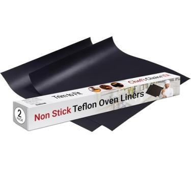 Imagem de 2 forros de forno grandes – forros de forno antiaderentes de teflon livre de BPA e PFOA, 43 x 63 cm, 2 peças + forro de fogão – uso pesado para fornos elétricos, a gás, micro-ondas e torradeiras (2, 17 x 25)