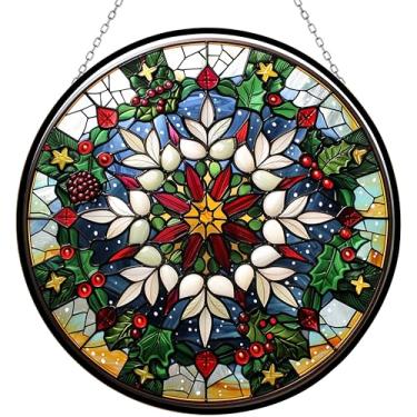 Imagem de 365CUSGIFTS Floco de neve de Natal, vitral para janela, apanhadores de sol, painel de vidro colorido, presentes, decoração para casa, jardim, festa de Natal, casamento