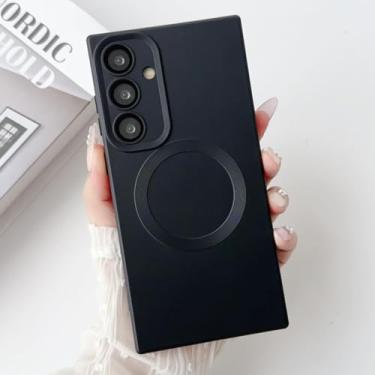 Imagem de Capa para Samsung S24Plus de luxo magnética de silicone macio com carregamento sem fio (para Samsung S24Plus/preta)