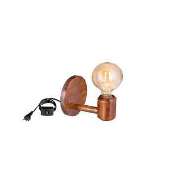 Imagem de Abajur De Parede Cabeceira Cama Quarto Madeira Rústica