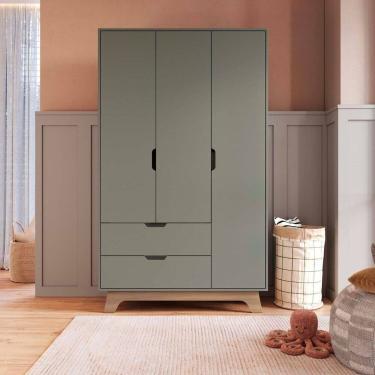 Imagem de Guarda-roupa Infantil 3 Portas e 2 Gavetas 100% Mdf Alice Verti/Louro Freijó Grann