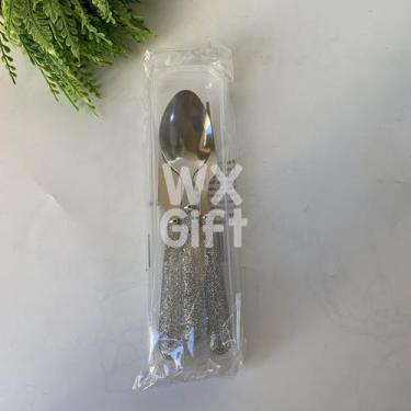 Imagem de Jogo de Talher 3 Peças com Glitter - Interponte / WX Gift, Prata