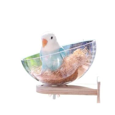 Imagem de Cama pequena de plástico à prova de mastigação com base de madeira para pendurar casa cabana gaiola de pássaro ninho para incubação cama de periquito lavável para papagaio periquito periquito canário
