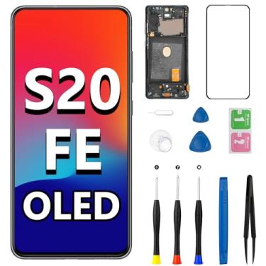 Imagem de Substituição de tela OLED para Samsung Galaxy S20 FE 5G com botão liga/desliga da moldura SM-G781U SM-G781U1 SM-G781V Display LCD Touch Digitalizador conjunto completo com kit de ferramentas de reparo