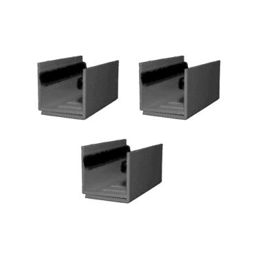 Imagem de 03 Guia U - Externo Ajustável Para Porta De Correr - Preto