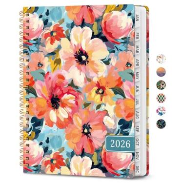 Imagem de Agenda 2026, agenda de planejamento semanal e mensal para mulheres, janeiro de 2026 a dezembro de 2026, livro de agenda de planejamento de capa dura com abas, encadernação em espiral, bolso interno