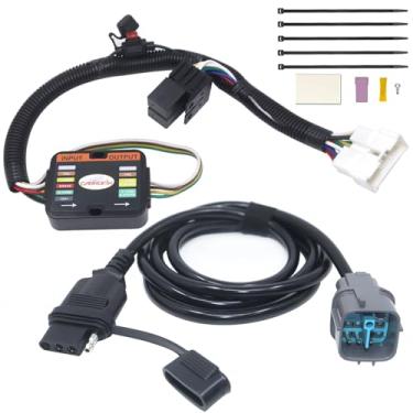 Imagem de CARROFIX Cablagem de reboque plana de 4 vias para veículos de ajuste personalizado, compatível com Honda Pilot 2012-2015, pacote de reboque de fábrica OEM necessário