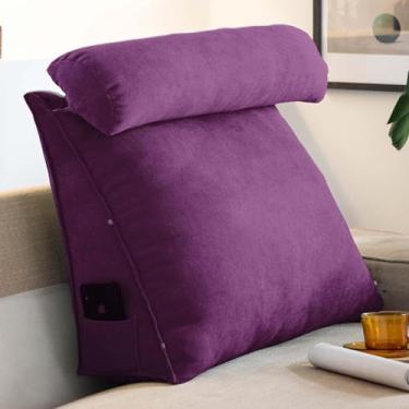 Imagem de Almofada De Cunha Triangular Almofada De Leitura Com Pescoço Ajustável, Almofada De Apoio Para As Costas Encosto Para Sofá-cama, Purple, 60x50x20cm