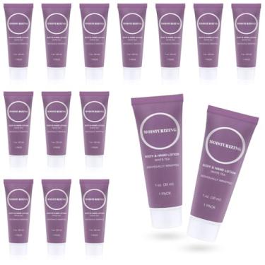 Imagem de Loção corporal tamanho viagem, loção cremosa para as mãos pequena, nutritiva extra seca para a pele embrulhada individualmente, mini frasco hidratante para chuveiro, artigos de higiene pessoal para