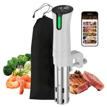 Imagem de Máquina Sous Vide WiFi 5G | Panela de precisão Sous Vide-1100 Watts com saco, receitas| Circulador de imersão térmica, aquecimento rápido com temperatura e temporizador precisos, tela sensível ao