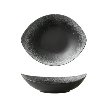 Imagem de Prato de jantar esmaltado irregular de cerâmica com boca profunda japonesa de cor sólida criativa - décimo segundo mês lunar