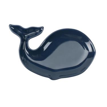 Imagem de Pratos requintados esmaltados de cerâmica peixe fresco bonito desenho animado prato de baleia azul profundo