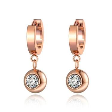 Imagem de Par Brinco Feminino Ayla Banho Rosê Gold 18k Presente Luxo - Euro Impo