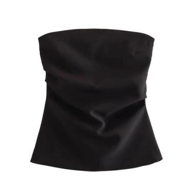 Imagem de Top Cropped Feminino Sem Mangas, Ombro a Ombro, Estilo Cropped, Branco