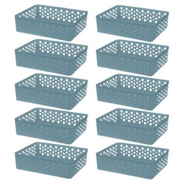 Imagem de Kit Conjunto 10 Cestos Médio 24,2x19 Eficiente Organizador Decorativo 