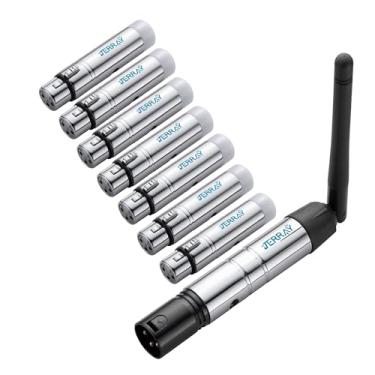 Imagem de 8 peças DMX sem fio, metal 2,4 G DMX512, 7 peças, receptores fêmeas, 1 transmissor para controlador de luz DMX, equipamento de DJ, palco de LED, bar, disco, teatro, concerto, lâmpada de efeito PAR